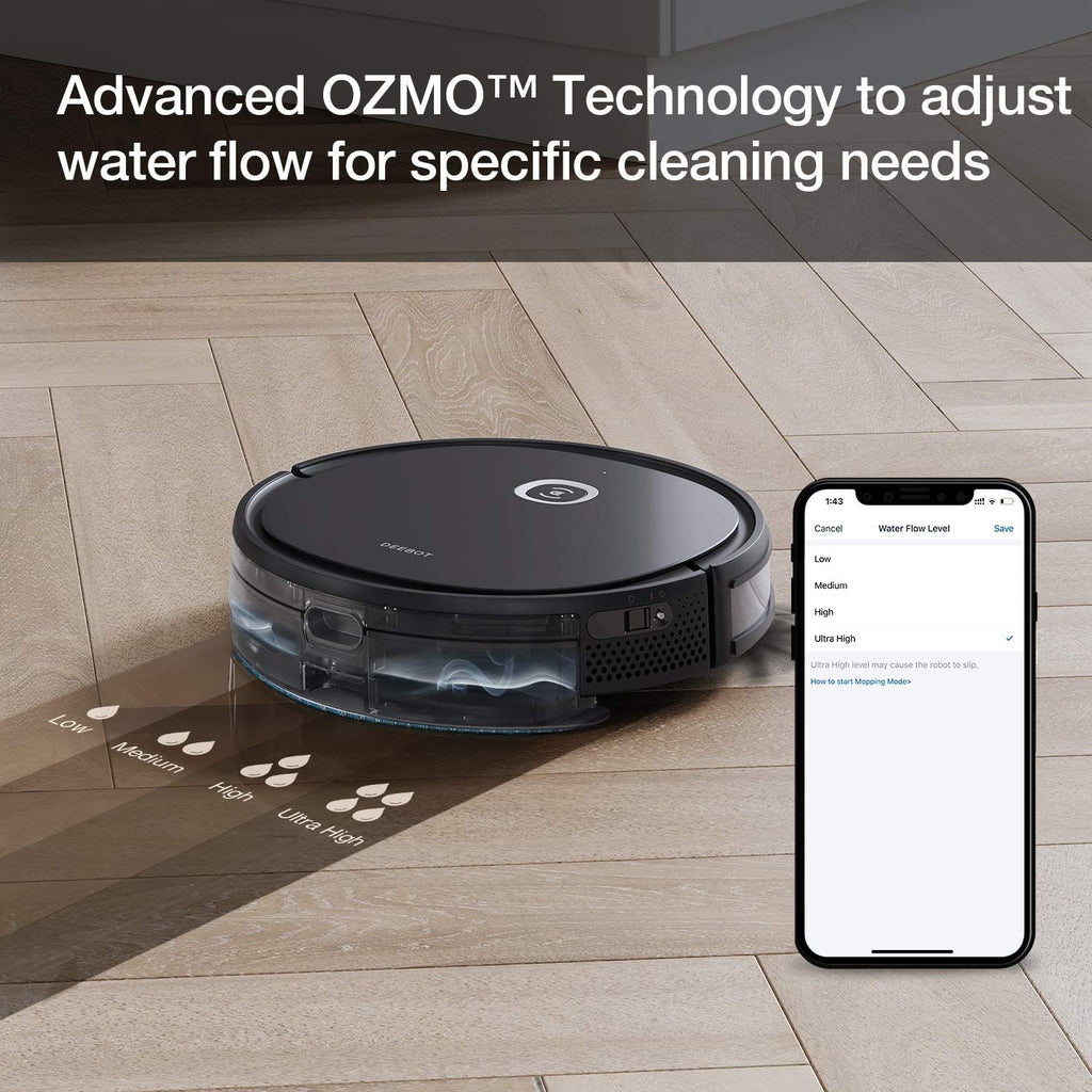 ECOVACS DEEBOT OZMO U2 Pro Robot Vacuum Cleaner 2 in1 Vacuum and Mop, Extra Pet Care Kit 800ml Large Dustbin & Tangle-Free Brush, Ideal for Pet Hair, No-Go Zones, 2.5Hrs Run Time, Voice/App Control…