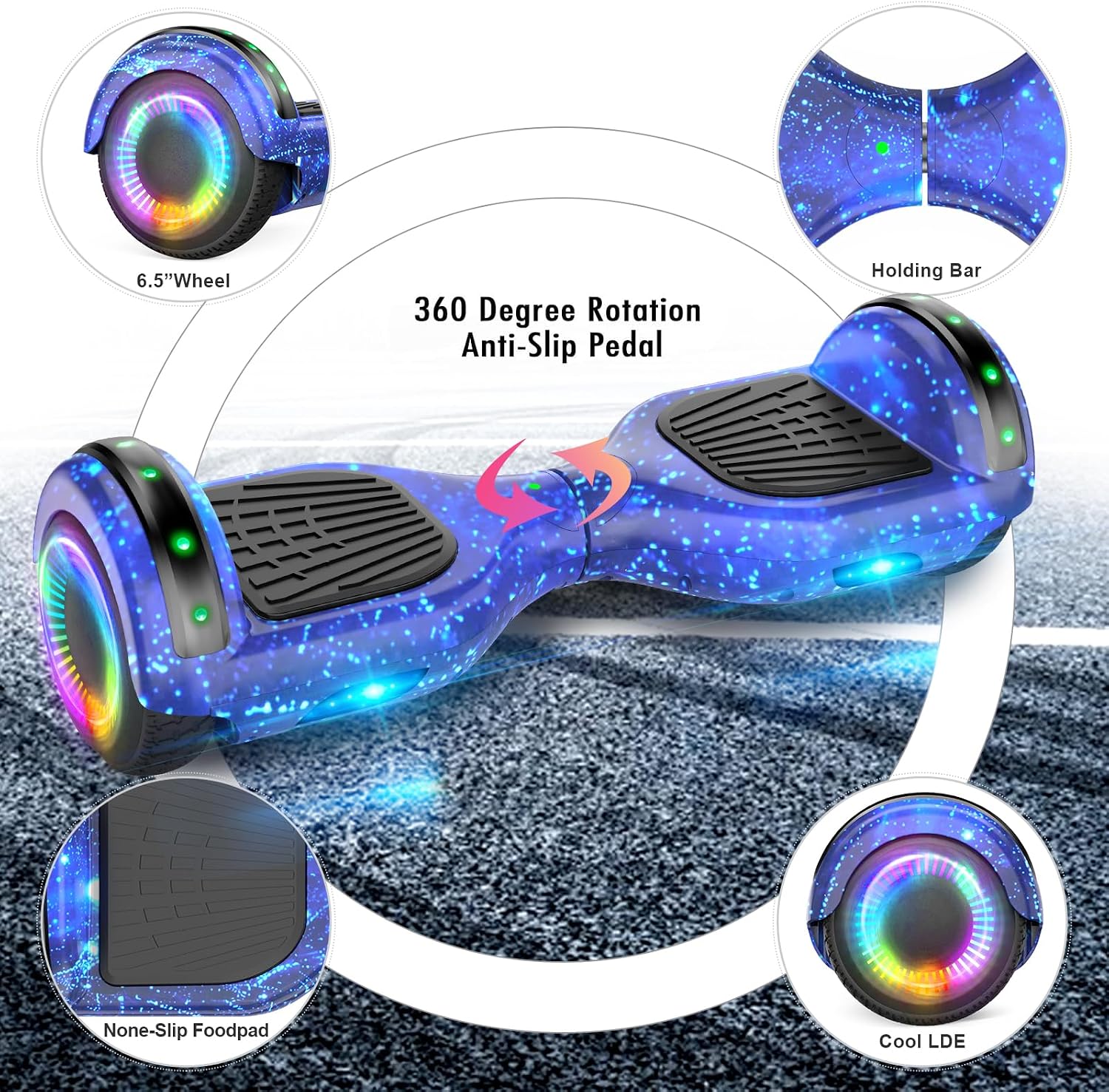 FLYING-ANT Self Balance Scooter Seat Attachment 6.5' Two-Wheel Self Balancing Electric Scooter with LED Light Flash Lights Wheels