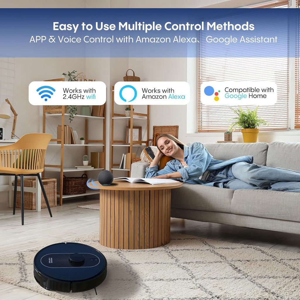 Robot Vacuum and Mop Combo, 5000Pa Suction, LiDAR Navigation, Robot Vacuum with Self Emptying Station for 60 Days Hands Free, Mapping for Multi Floors, No Go Zone, Carpet Boost, APP & Alexa Control