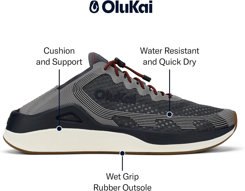 OluKai 'Ahi Men's Water Shoes, Cushioned & Quick-Drying Marine Sneaker, Breathable Mesh & Wet Grip Rubber Outsole for Boats, Docks & Wet Surfaces