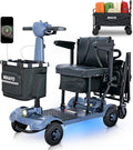 MIHAYO Lightweight 4-Wheel Mobility Scooter for Seniors and Adults, Airline Approved 24 Miles Range Electric Scooter with 280 lbs Capacity, 350W Motor and 112L Storage Wagon, Slate Blue