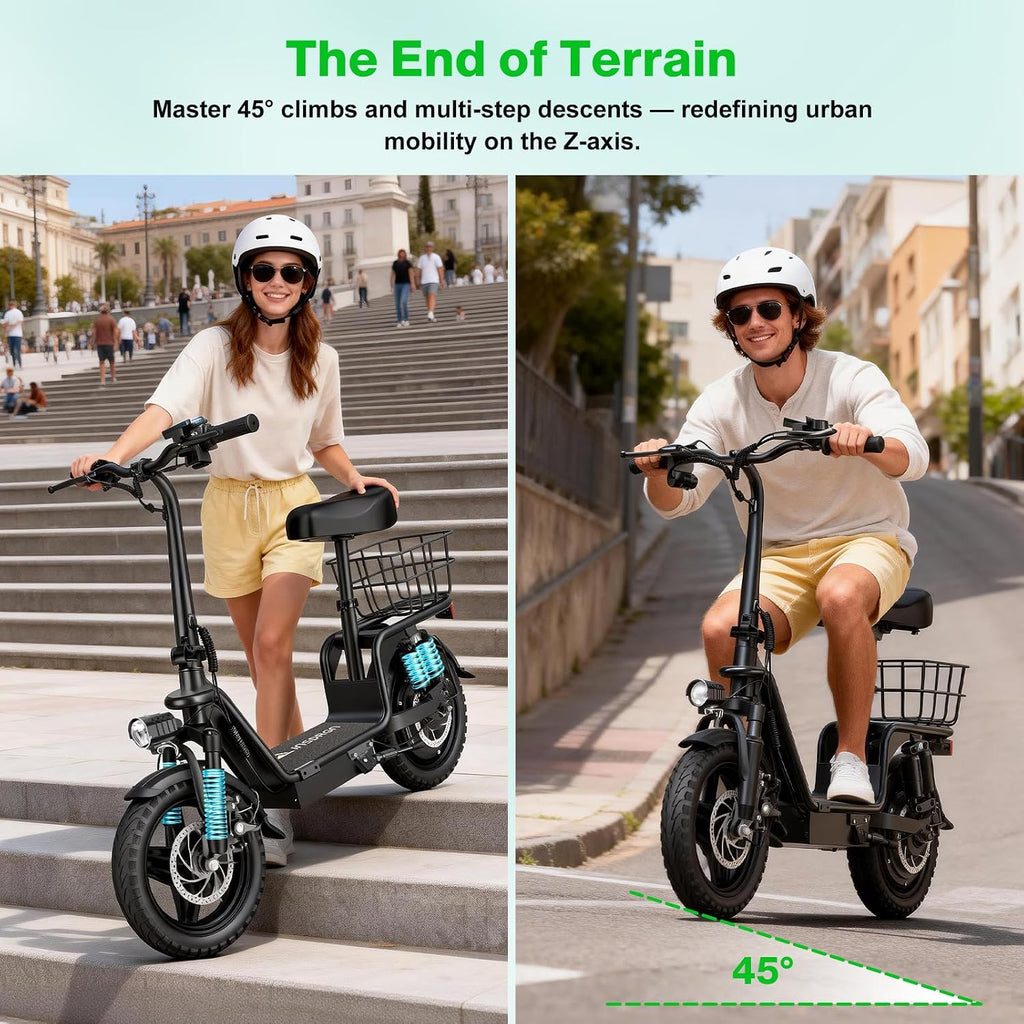 Electric Scooter Adults, 1300W Peak Motor, Electric Scooter with Seat, 48V 13Ah Battery, 14' Tires, 35 Miles Range, 20 MPH, 330 LBS Load, Dual Braking,UL 2272