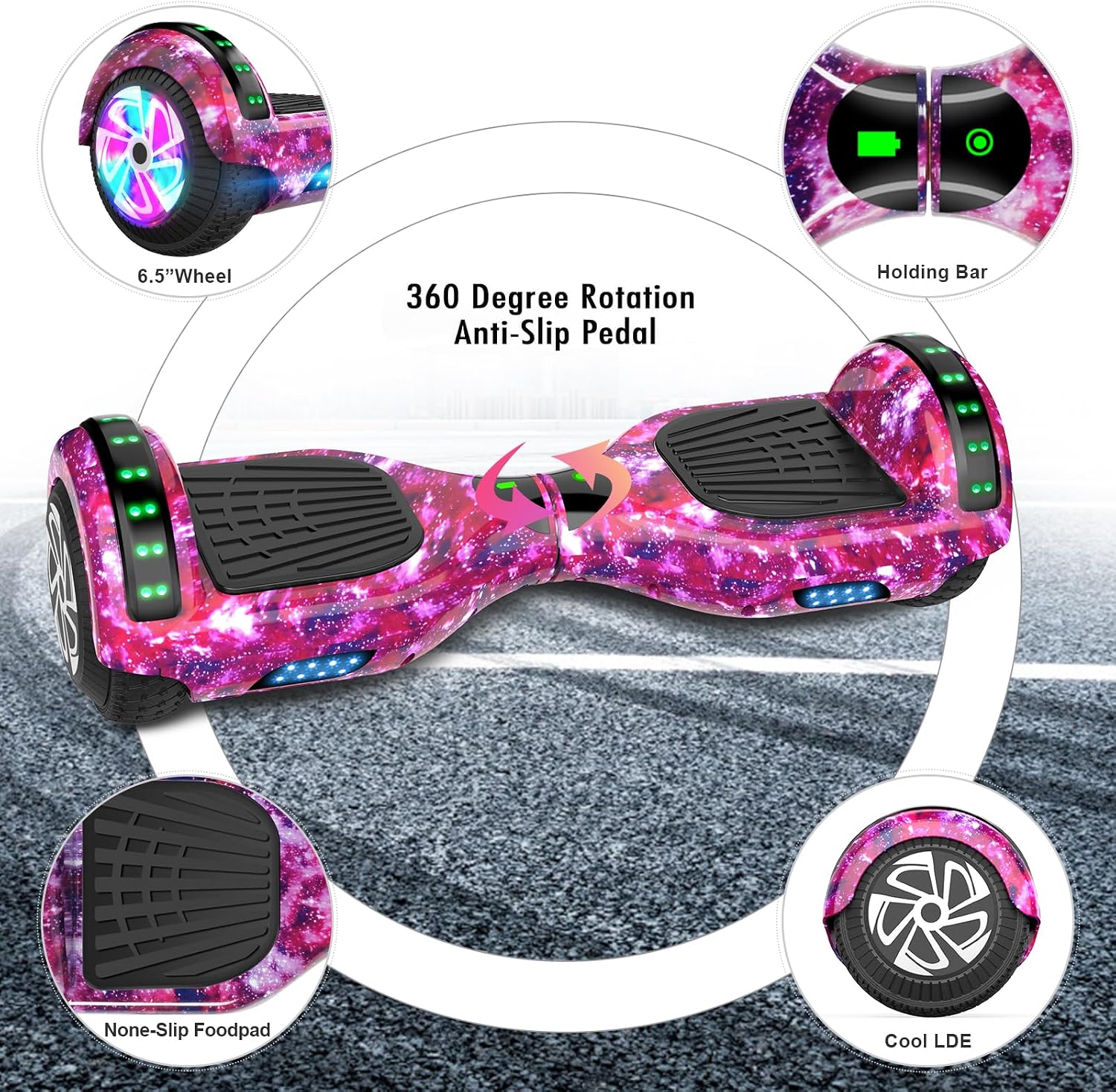 FLYING-ANT Self Balance Scooter Seat Attachment 6.5' Two-Wheel Self Balancing Electric Scooter with LED Light Flash Lights Wheels