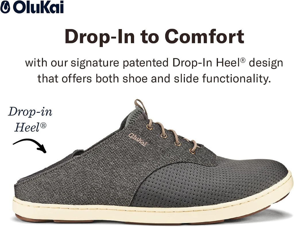 OluKai Nohea Moku Men's No Tie Boat Shoes, Breathable & Quick Dry Mesh, Effortless Design & Barefoot Wearability, All-Day Comfort & Support