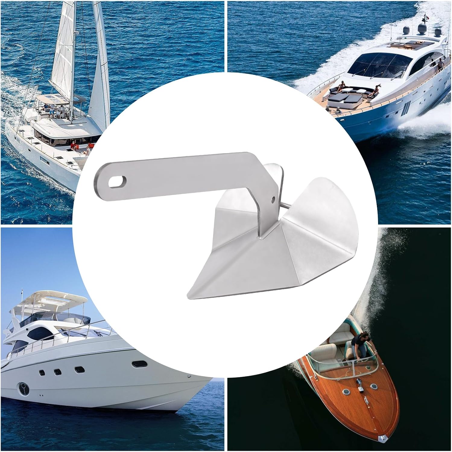 43lb Small Yacht Boat Anchor 316 Stainless Steel Wing Style Anchor with Practical Hole Heavy Duty Triangular Anchor for Kayak, Canoes, Fishing, and Paddle Board Accessories