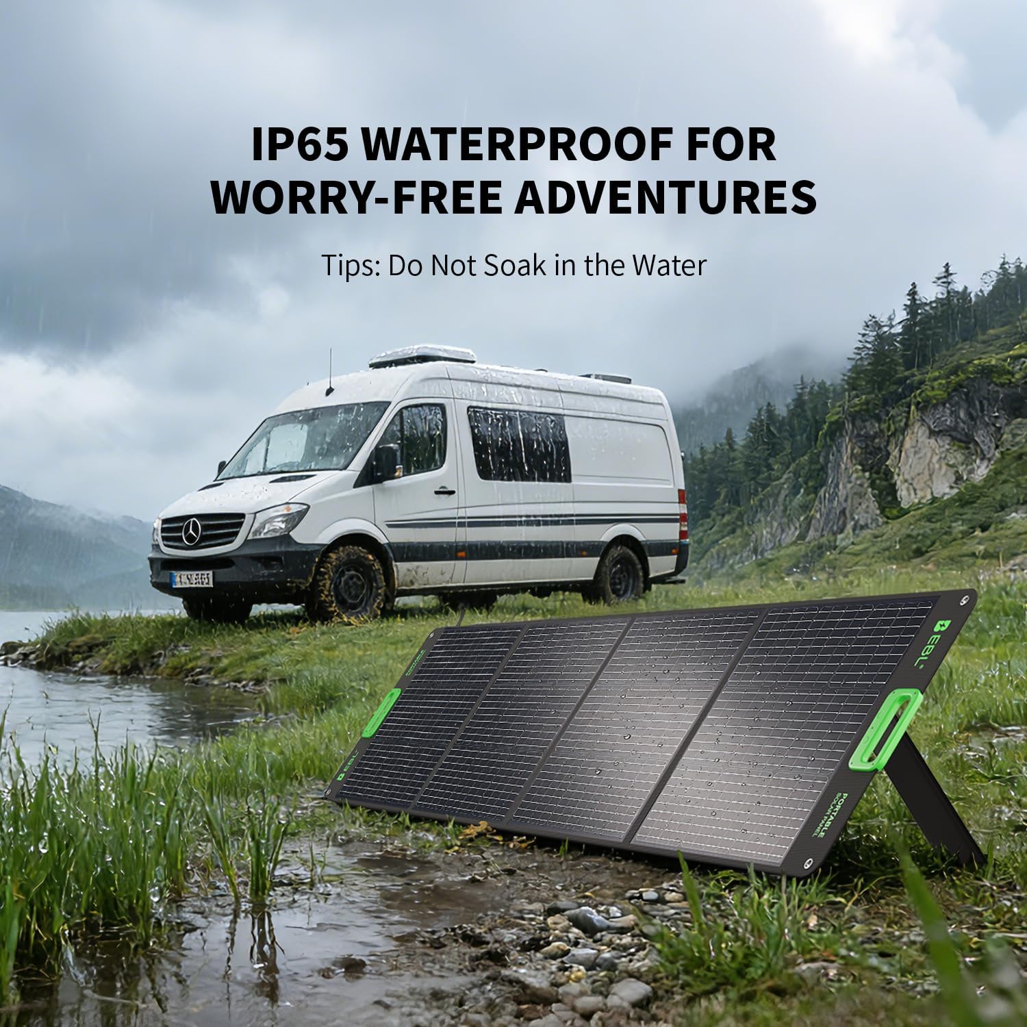 EBL 200W Portable Solar Panel for Power Station, Foldable Solar Charger w/ 4 Kickstands, IP65 Waterproof Solar Panel Kit w/DC XT60 Anderson Aviation Output for Outdoor RV Camper Blackout
