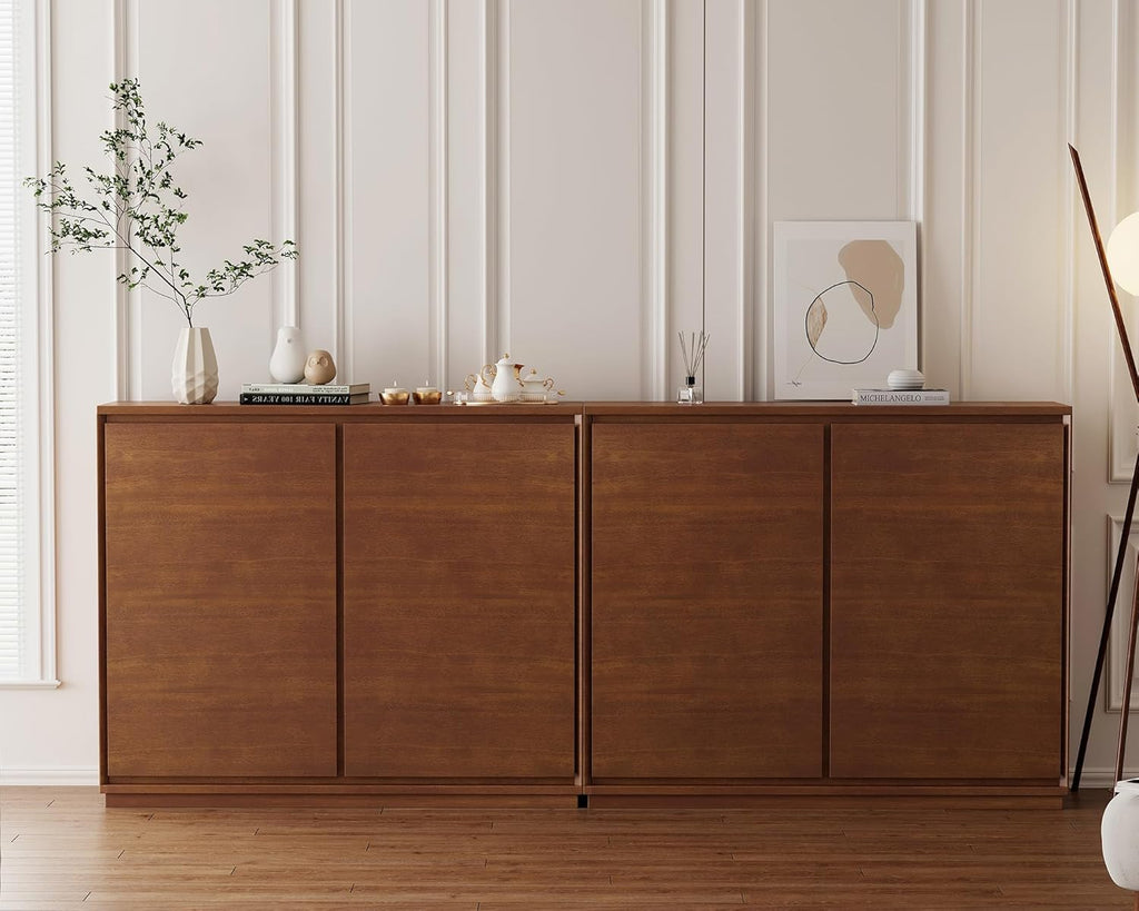 LKTART 39' Narrow Sideboard Buffet Cabinet,Thin Entryway Storage Cabinet | Walnut Wood Small Sideboard Storage Cabinet;Mid Century Modern Thin Entryway Cabinet for Living Room,Hallway,Small Space
