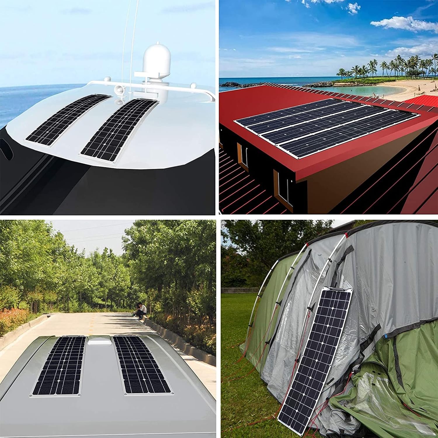 100W Portable Solar Panel, Flexible Monocrystalline Solar Charger, Photovoltaic Solar Panels Modules for RV,Boat,Tent, Camping, Travel, Garden