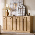 ACCOHOHO 63 Inch Sideboard Buffet Cabinet with Storage & Arched Doors, Wood Coffee Bar Tables with Adjustable Shelf for Living Room, Kitchen, Entryway, Natural Oak