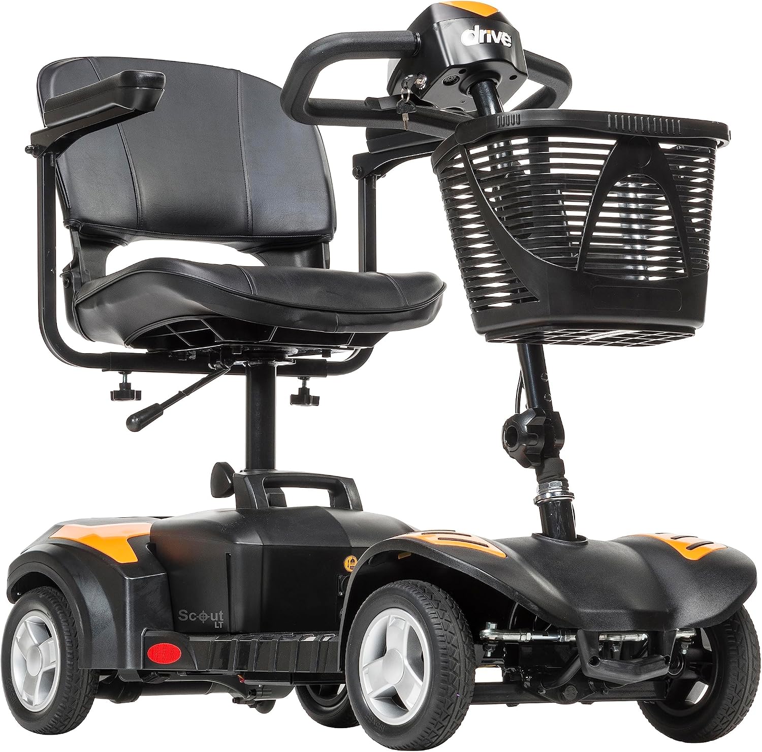 Drive Medical Scout 4-Wheel Compact Travel Power Scooter with Extended Battery, Orange