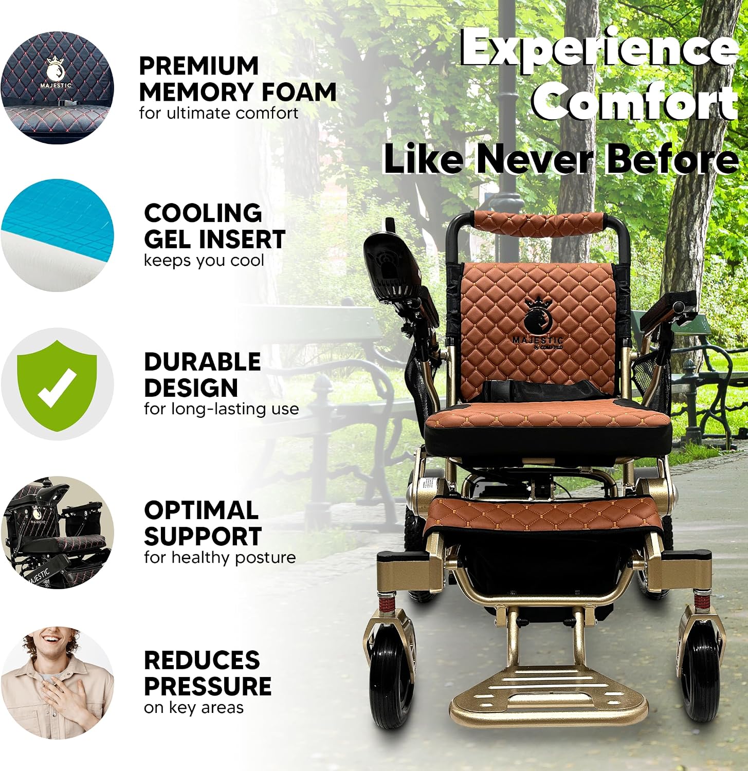 Electric Wheelchairs for Adults, 350 lbs Capacity, Up to 13 Miles Range, Lightweight Wheelchair for Seniors,Remote Controlled Wheel Chair, All Terrain, Airline and Cruise Approved, IQ-7000 by Majestic
