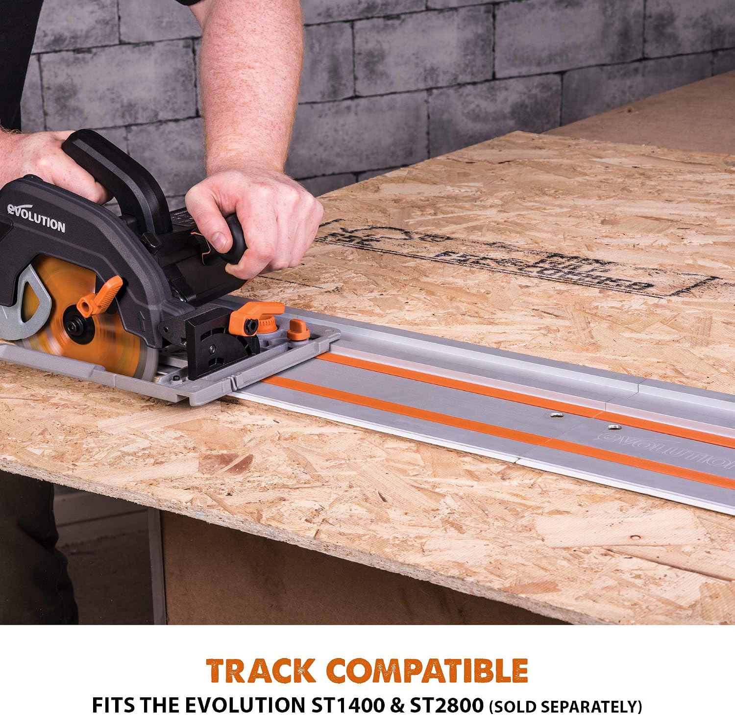 Evolution Power Tools R185CCSX Multi-Material Circular Track Saw Kit with 40' Track Included, TCT Blade Included, Cuts Wood, Plastic, Metal & More, 7-1/4 Inch