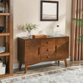 KEIKI Wood Sideboard Buffet Cabinet with Storage, Farmhouse Cupboard with 3 Drawers and Adjustable Shelves, Accent Console Table for Kitchen Dining Living Room, Walnut