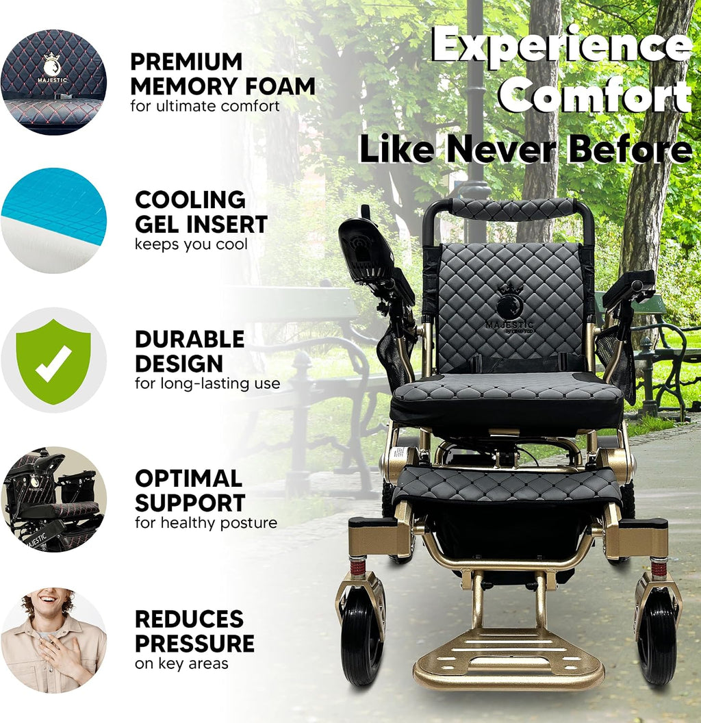 Electric Wheelchairs for Adults, 350 lbs Capacity, Up to 13 Miles Range, Lightweight Wheelchair for Seniors,Remote Controlled Wheel Chair, All Terrain, Airline and Cruise Approved, IQ-7000 by Majestic