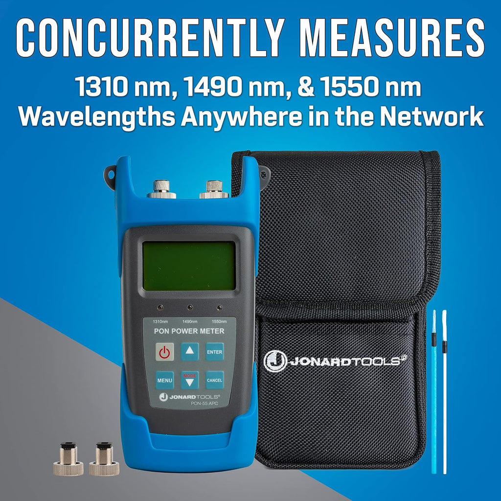 Jonard Tools PON-55 Passive Optical Network Power Meter (-35 to +15 dBm) for BPON/EPON/GPON, APC Version