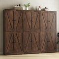 Kitchen Pantry Cabinet Set of 3, 72' Tall Farmhouse Storage Cabinet with 4 Barn Doors and Adjustable Shelves, Pantry Cabinet Versatile Storage for Kitchen, Living Room, Brown