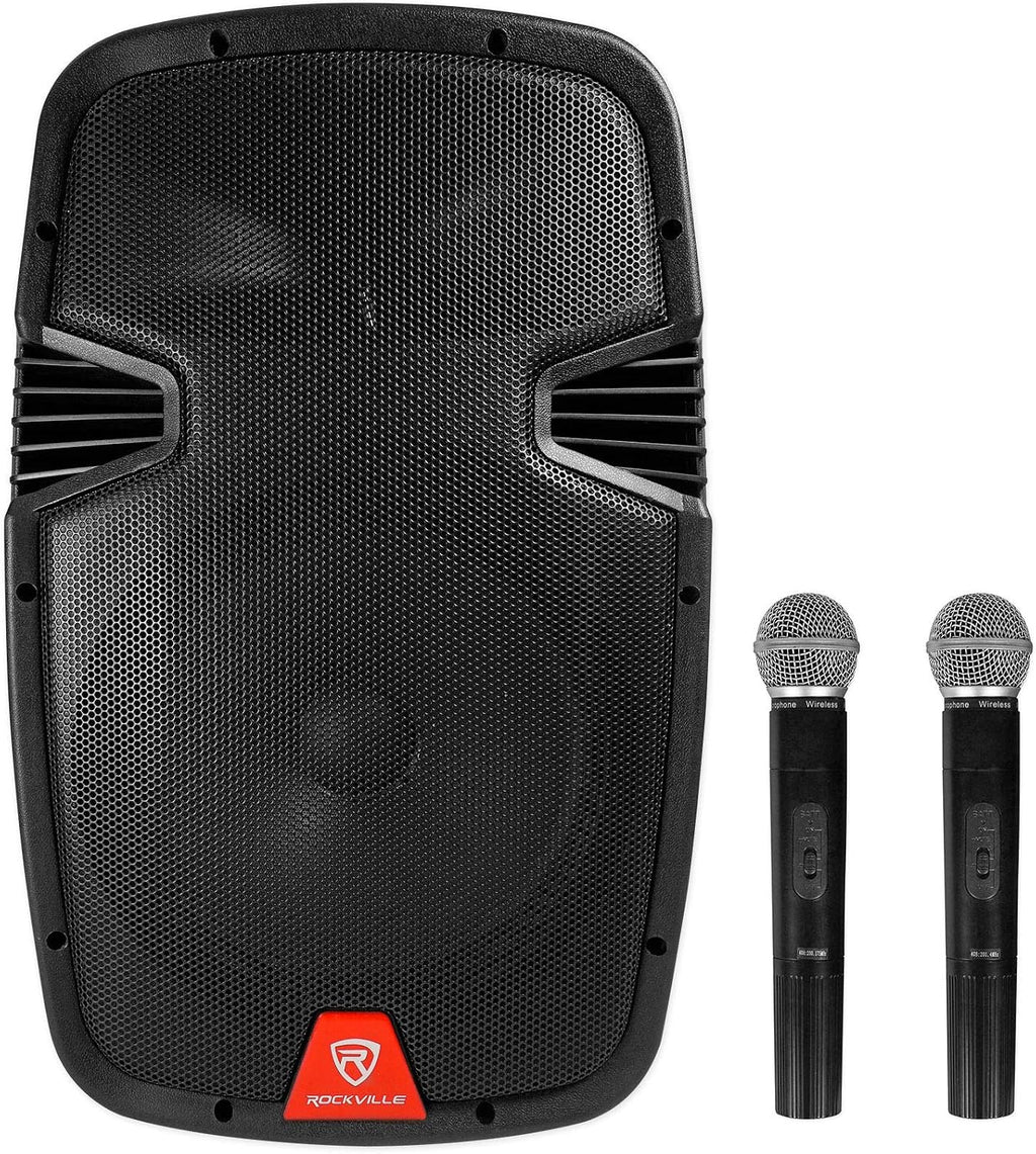 Rockville RAM12BT 12' Rechargable Powered 600W PA Speaker, 2 Mics, Bluetooth
