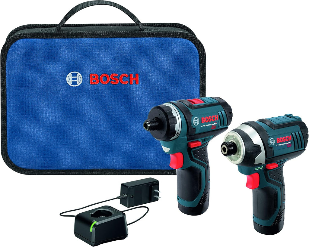 BOSCH CLPK27-120 12V Max 2-Tool Combo Kit (Drill/Driver and Impact Driver) with 2 Batteries, Charger and Case & 44 Piece Impact Tough Screwdriving Custom Case System Set SDMS44