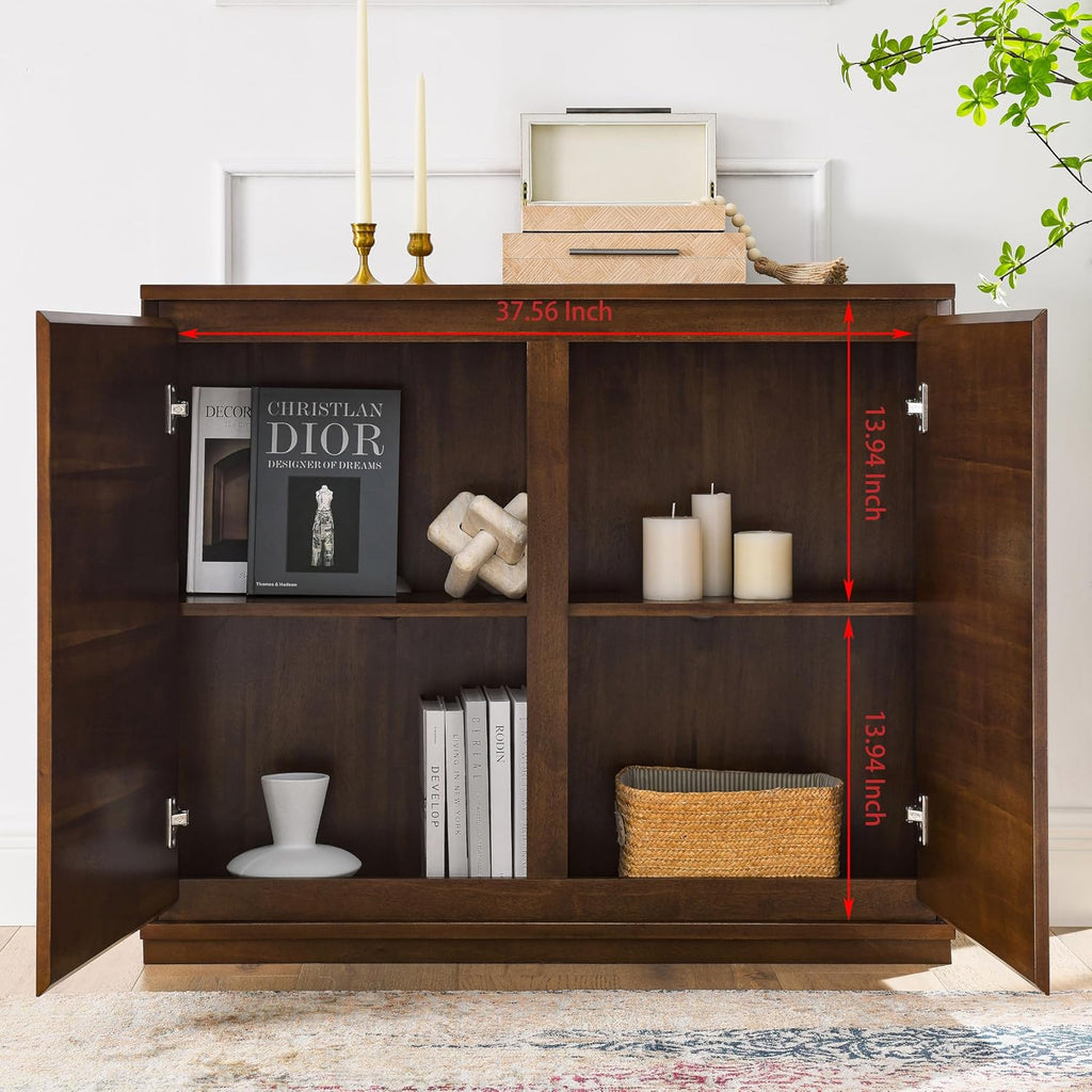 LKTART 39' Narrow Sideboard Buffet Cabinet,Thin Entryway Storage Cabinet | Walnut Wood Small Sideboard Storage Cabinet;Mid Century Modern Thin Entryway Cabinet for Living Room,Hallway,Small Space