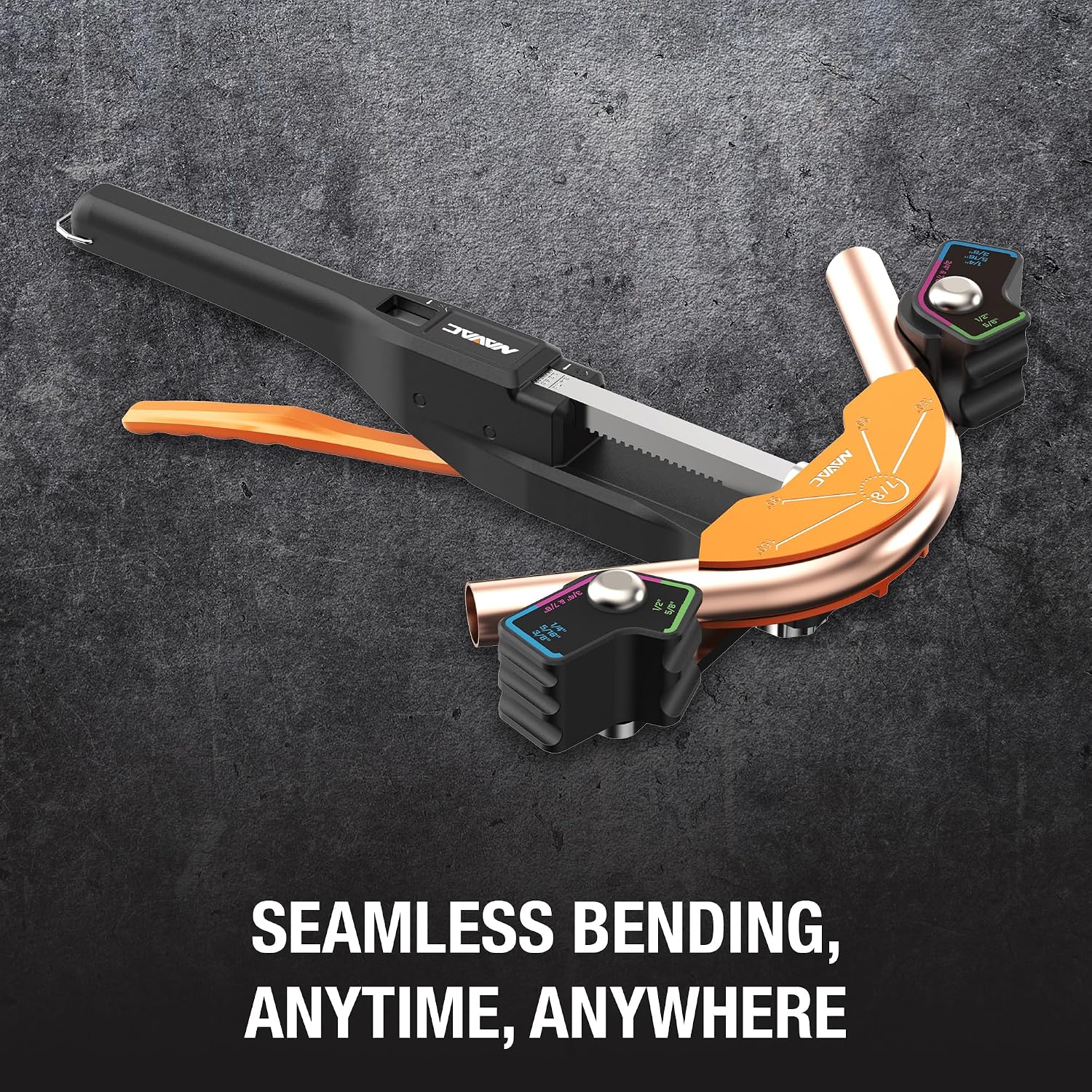 NAVAC NTB7 Ratcheting Tubing Bender for HVAC - Soft Copper Bender for Sizes 1/4, 5/16, 3/8, 1/2, 5/8, 3/4, 7/8 Inch OD