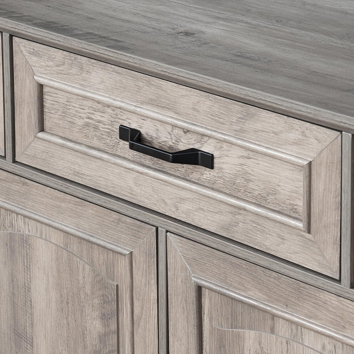 66' Large Sideboard Buffet Cabinet with Storage, Farmhouse Buffet Table Coffee Bar Wine Bar Kitchen Storage Cabinet with Drawers, Weathered Ash