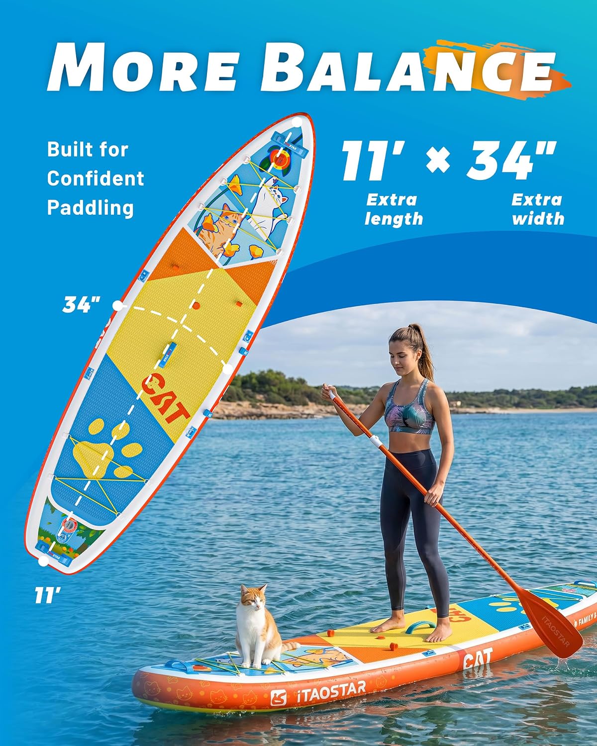 iTAOSTAR Pets 8'×29' / 11'×35' / 11'6'×34'/11'×34' Inflatable Paddle Board, One-Stop Premium SUP Accessories, Extra Wide Paddle Board for More Balance, Tailored Fins for More Fun