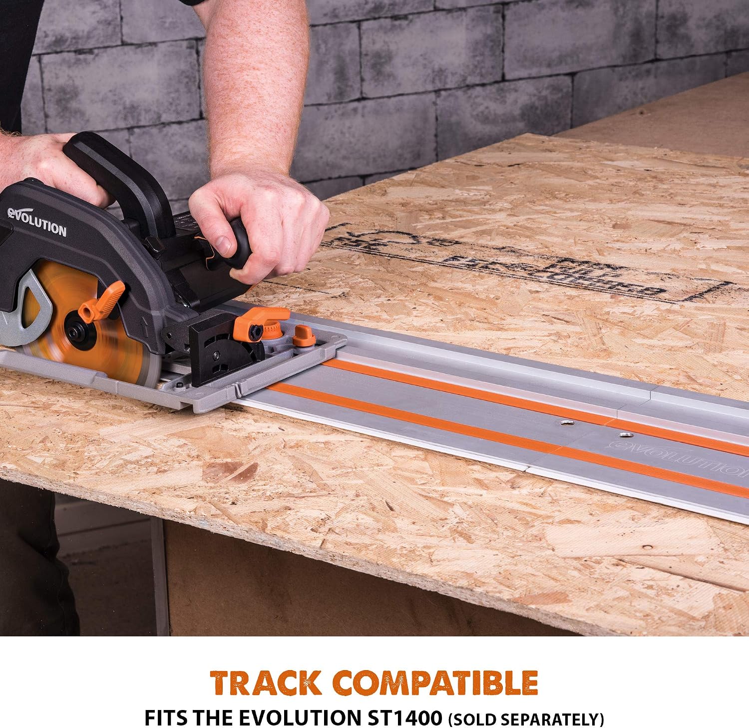 Evolution Power Tools R185CCSX Multi-Material Circular Track Saw Kit with 40' Track Included, TCT Blade Included, Cuts Wood, Plastic, Metal & More, 7-1/4 Inch
