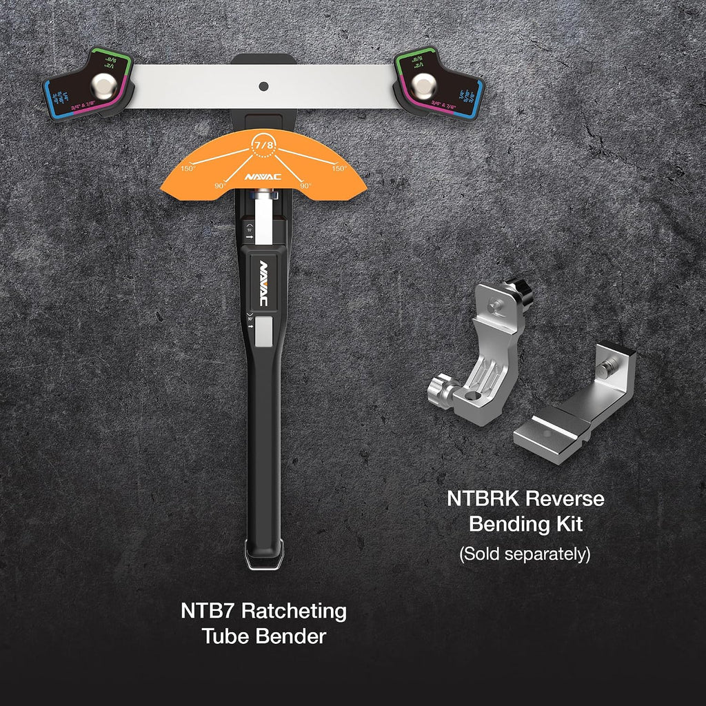 NAVAC NTB7L Power Tubing Bender for Soft Copper Tubing - Battery-Operated - One-Button Operation - Quick Connect Mandrel - Easy-Release Baffle - 7-in-1 Tubing Size Selector