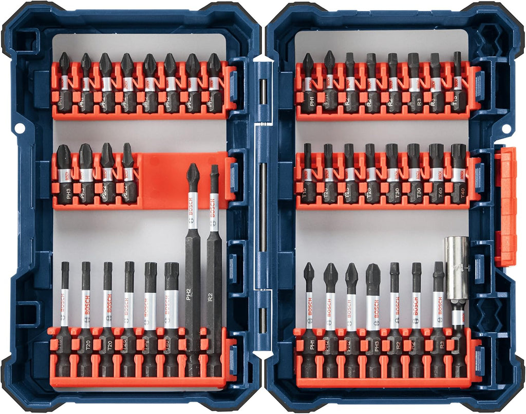 BOSCH CLPK27-120 12V Max 2-Tool Combo Kit (Drill/Driver and Impact Driver) with 2 Batteries, Charger and Case & 44 Piece Impact Tough Screwdriving Custom Case System Set SDMS44