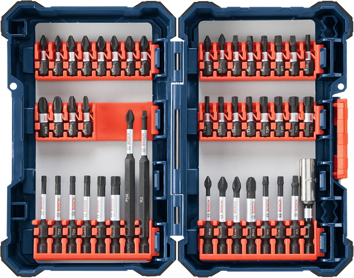 BOSCH CLPK27-120 12V Max 2-Tool Combo Kit (Drill/Driver and Impact Driver) with 2 Batteries, Charger and Case & 44 Piece Impact Tough Screwdriving Custom Case System Set SDMS44