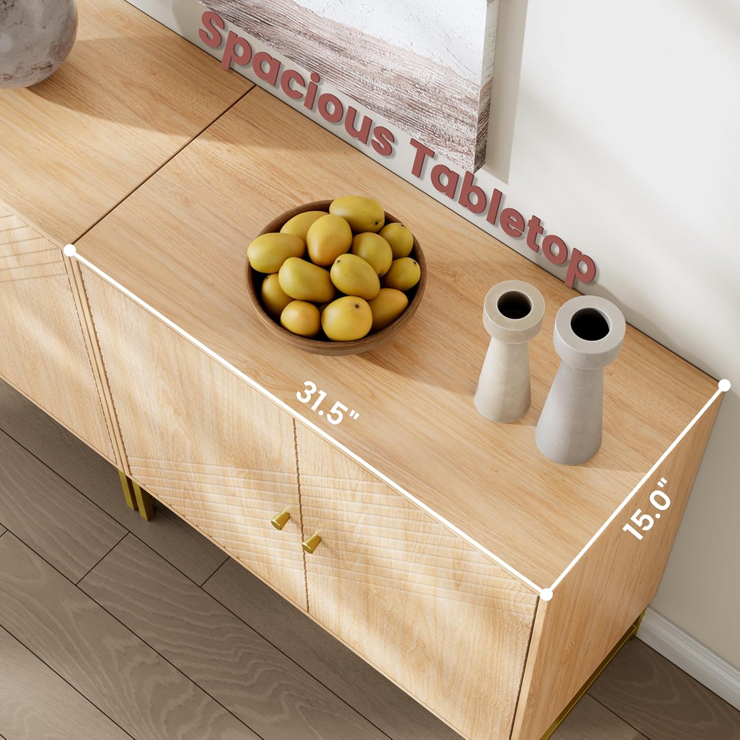 Storage Cabinet with Doors and Adjustable Shelf, Sideboard Buffet Cabinet with Storage, Console Table & Credenza for Living Room, Kitchen, Dining Room