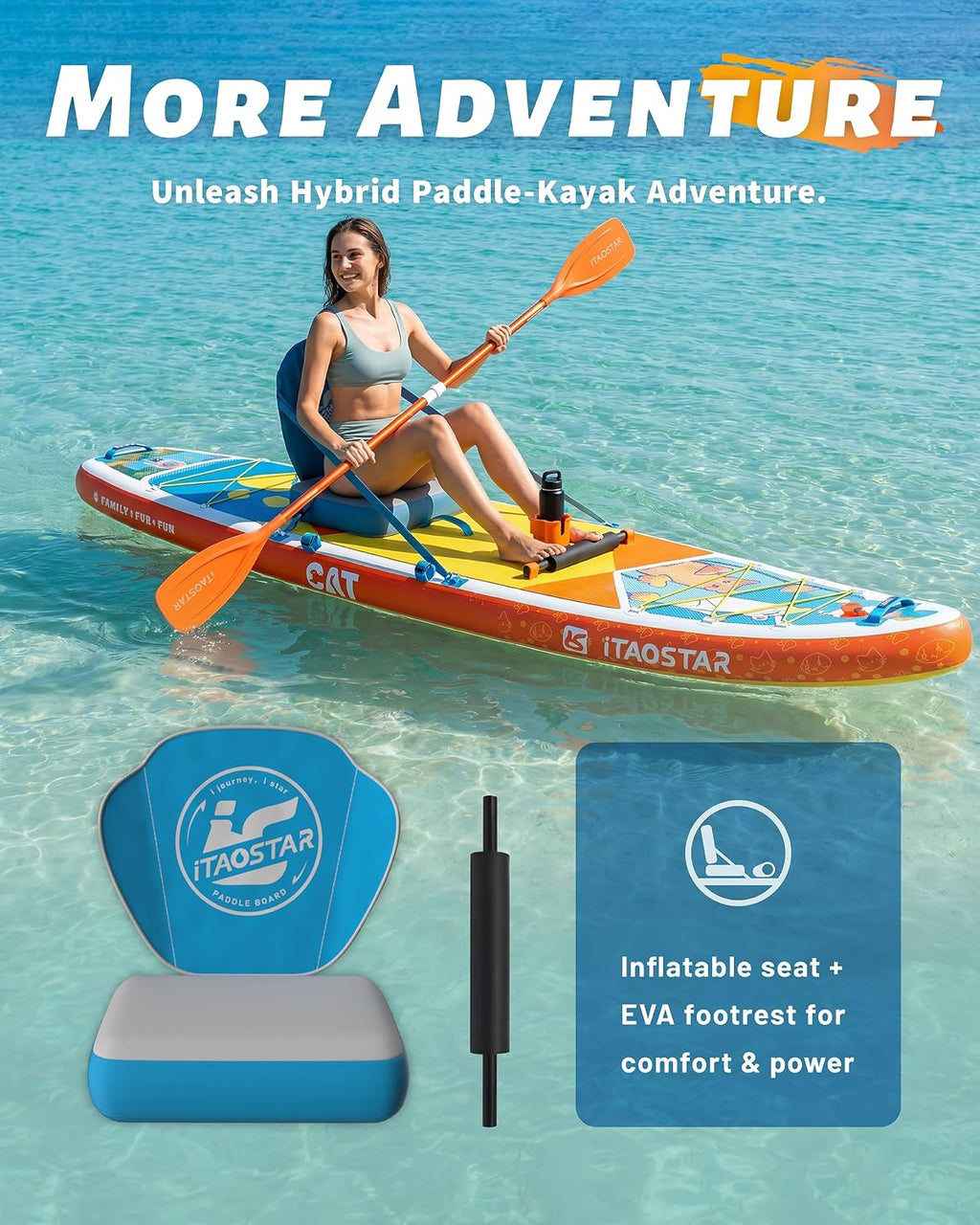 iTAOSTAR Pets 8'×29' / 11'×35' / 11'6'×34'/11'×34' Inflatable Paddle Board, One-Stop Premium SUP Accessories, Extra Wide Paddle Board for More Balance, Tailored Fins for More Fun