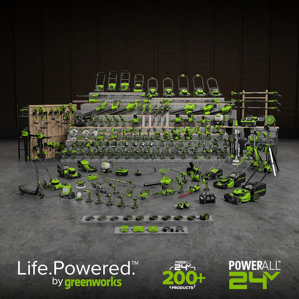 Greenworks 24V Brushless Drill / Impact Driver Combo Kit, (2) 1.5Ah USB (Power Bank) Batteries and Charger Included LED Light, 2pcs Driving Bits with Tool Bag