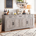 66' Large Sideboard Buffet Cabinet with Storage, Farmhouse Buffet Table Coffee Bar Wine Bar Kitchen Storage Cabinet with Drawers, Weathered Ash