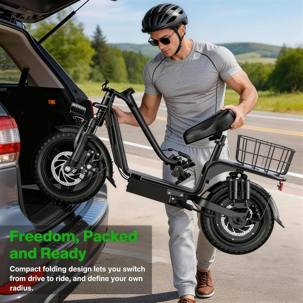 Electric Scooter Adults, 1300W Peak Motor, Electric Scooter with Seat, 48V 13Ah Battery, 14' Tires, 35 Miles Range, 20 MPH, 330 LBS Load, Dual Braking,UL 2272