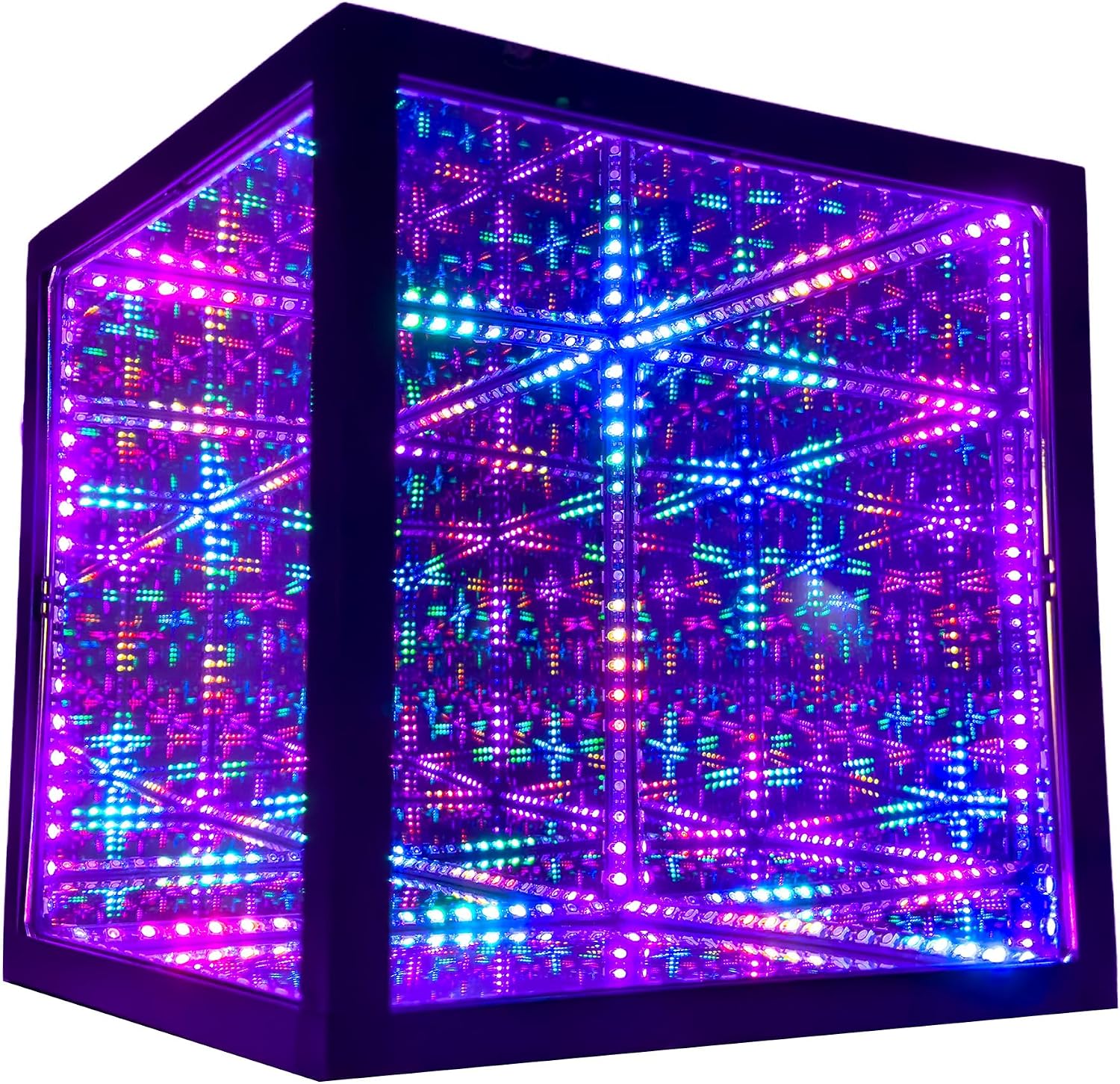 The Hyperspace Lighting Company HyperCube Infinity Cube LED Light - 10-Inch Sound Reactive Table Desktop Lamp - Cool & Creative RGB Multicolor Decorative Mirror Art Desk Night Light