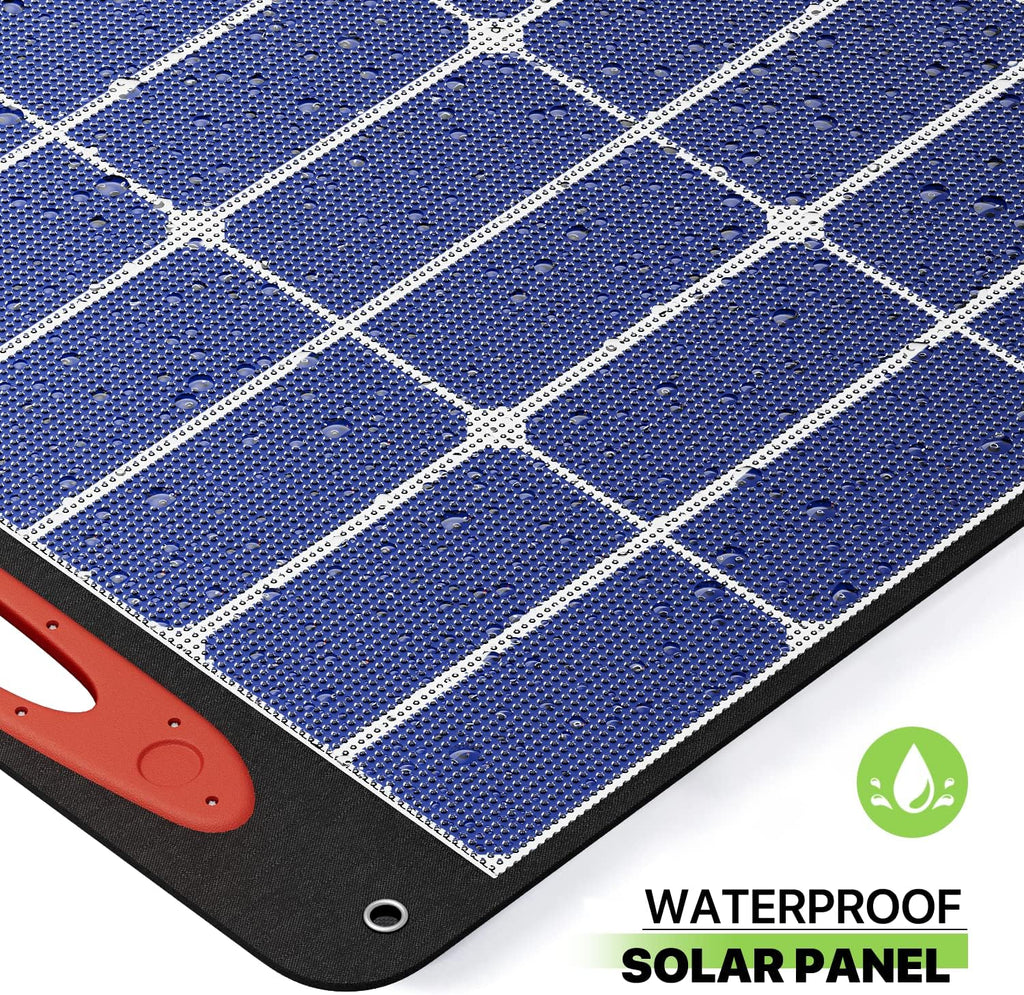Magshion 100W Portable Folding Solar Panel Charger with USB Outputs for Family Camping Phones Tablets, High Efficiency Foldable Solar Panel for Battery Power Station Generator Black