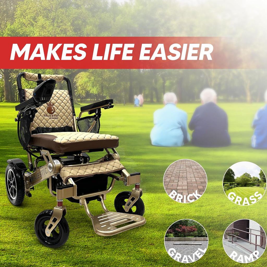 Electric Wheelchairs for Adults, 350 lbs Capacity, Up to 13 Miles Range, Lightweight Wheelchair for Seniors,Remote Controlled Wheel Chair, All Terrain, Airline and Cruise Approved, IQ-7000 by Majestic