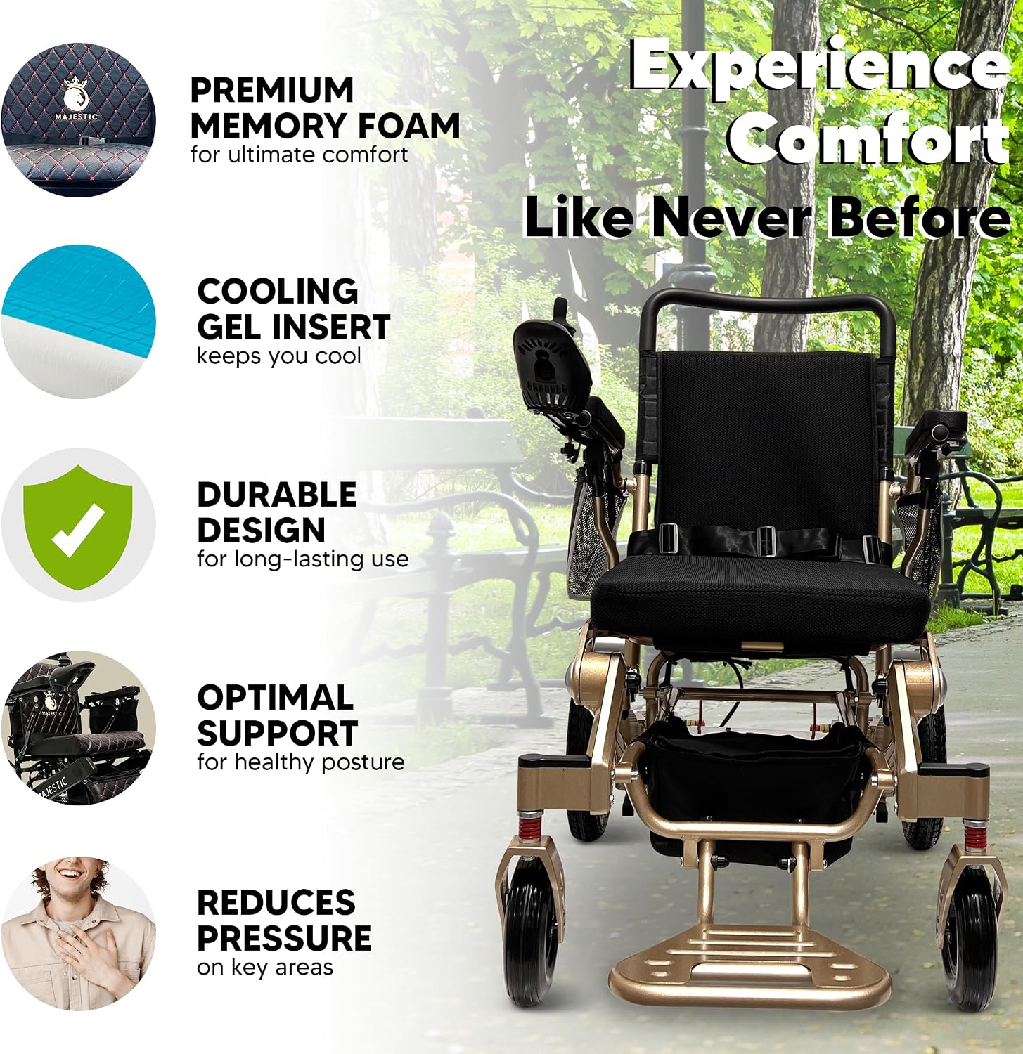 Electric Wheelchairs for Adults, 350 lbs Capacity, Up to 13 Miles Range, Lightweight Wheelchair for Seniors,Remote Controlled Wheel Chair, All Terrain, Airline and Cruise Approved, IQ-7000 by Majestic