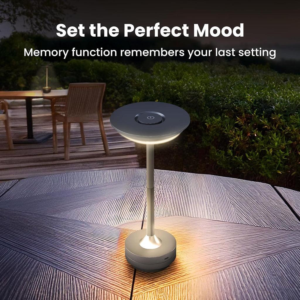 Feit Electric Tabletop Lamp, Touch-Activated, 3-Way Dimmable, 100 Lumens, 3 Watts, Potable & Rechargeable for Indoor/Outdoor Use, 50,000-Hour Lifetime, TABLE/3CCT/BK/BAT/4, 4 Pack