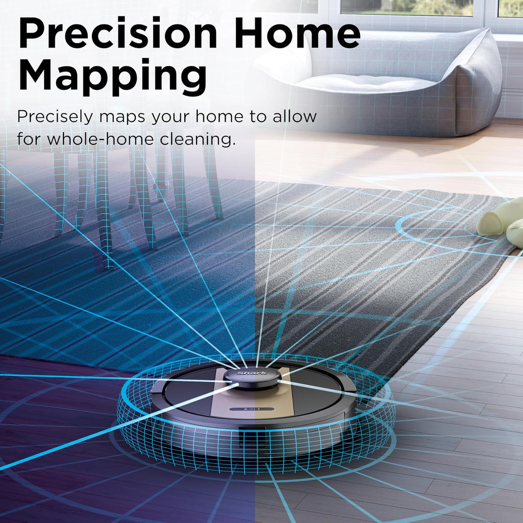Shark RV2410WD IQ 2-in-1 Robot Vacuum and Mop with Row-by-Row Cleaning, Perfect for Pet Hair, Compatible with Alexa, Black/Bronze, Black/Gold, No Self-Empty Base