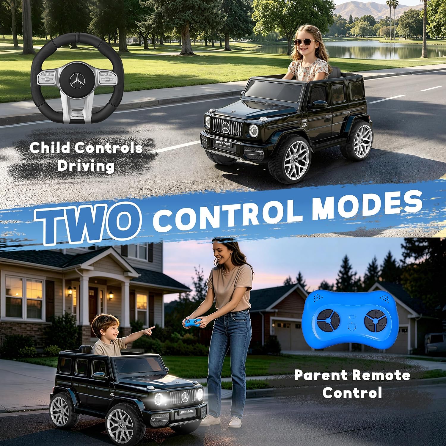 Licensed Mercedes Benz G63 Kids Electric Car, 12V G Wagon Ride on Car w/Safety High Window, Remote Control, 3 Speeds, Music Player, Horn & LED Lights for Toddlers (Black)