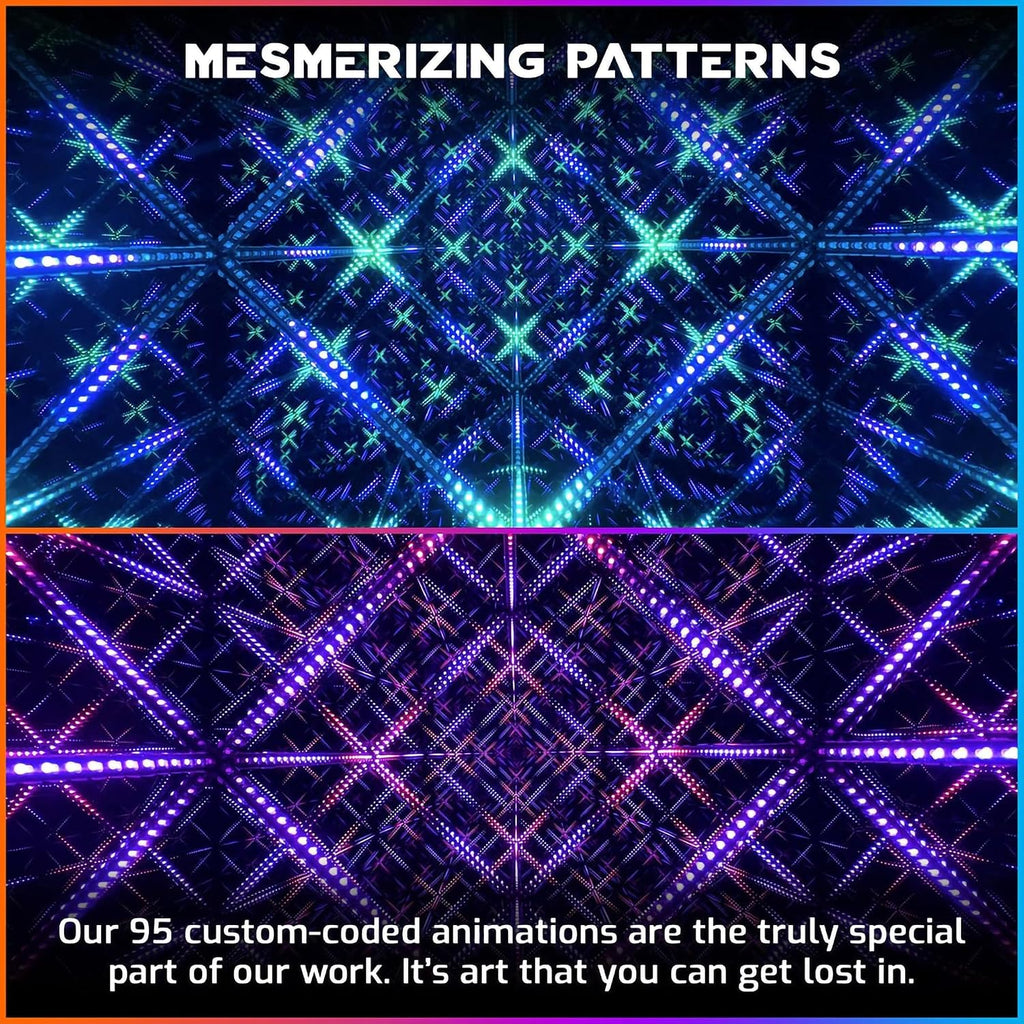 The Hyperspace Lighting Company HyperCube Infinity Cube LED Light - 10-Inch Sound Reactive Table Desktop Lamp - Cool & Creative RGB Multicolor Decorative Mirror Art Desk Night Light