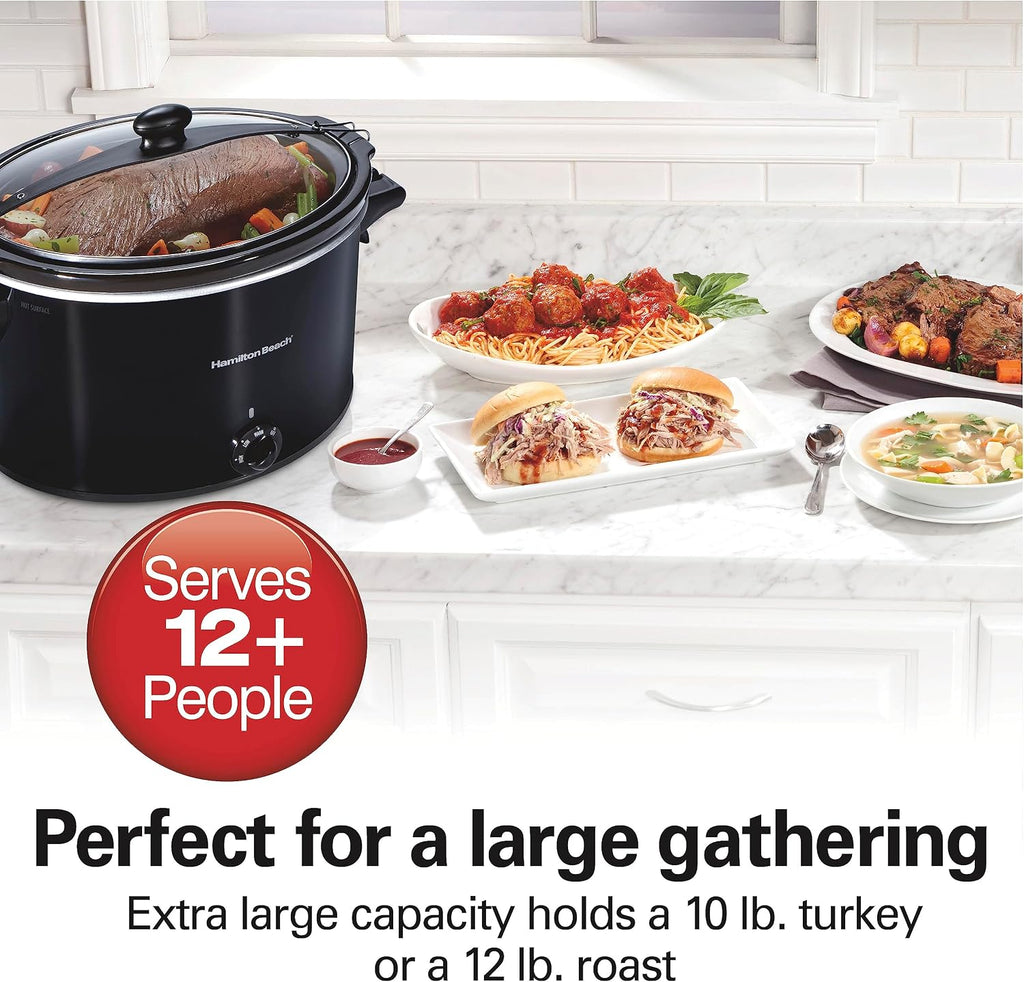 Hamilton Beach Slow Cooker, Extra Large 10 Quart, Stay or Go Portable With Lid Lock, Dishwasher Safe & Electric Automatic Can Opener with Auto Shutoff, Knife Sharpener, Cord Storage
